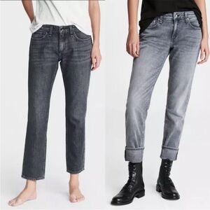 rag & bone Women's Boyfriend Jeans - Washed Black and Grey